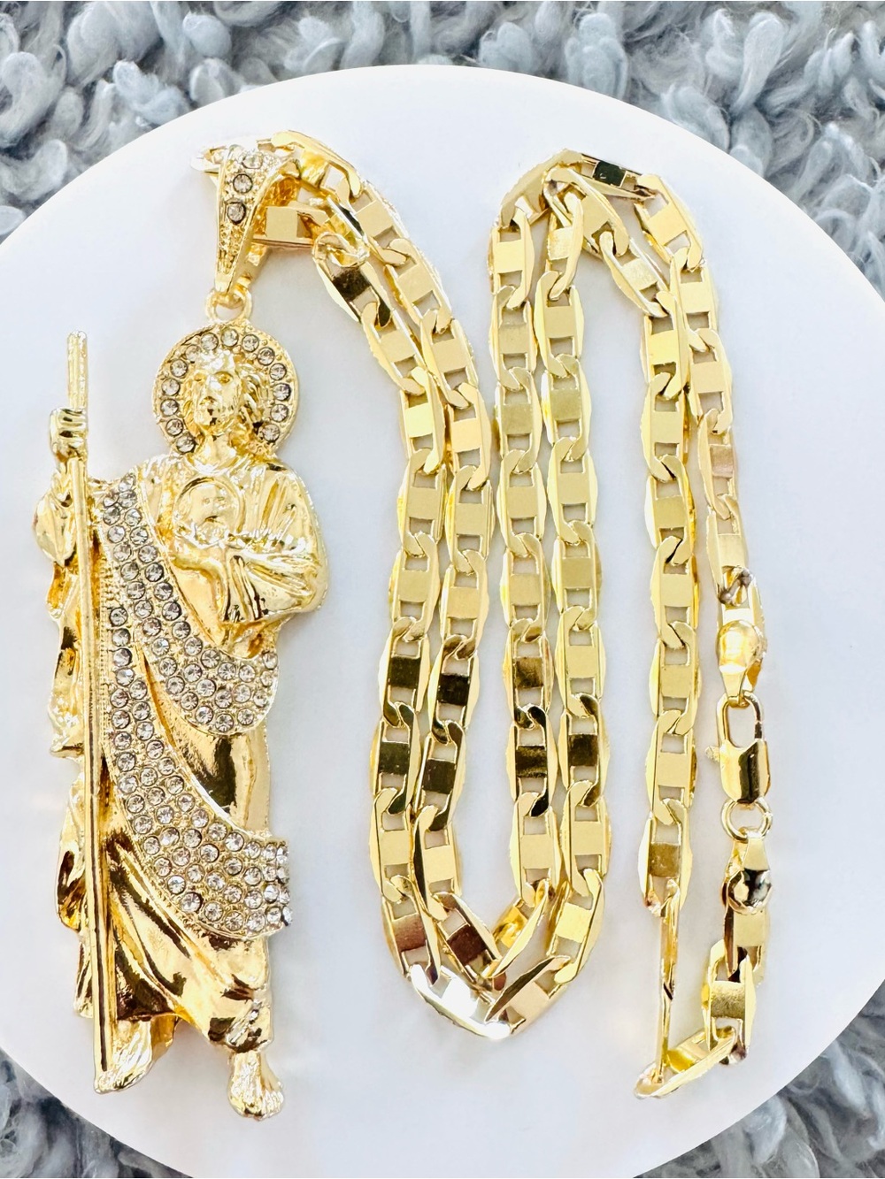 14K Gold Plated Saint Jude men’s necklace. New
